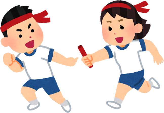 Illustration of Children Passing Baton at a Sports Day Relay Race