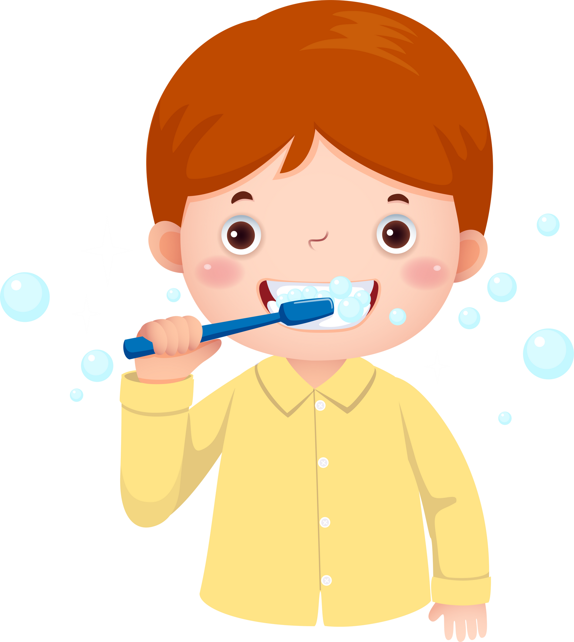 Cartoon boy brushing his teeth